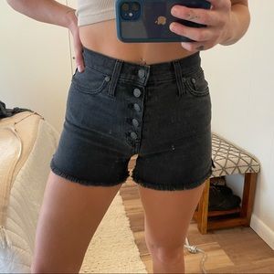 Madewell black high rise buttonfly denim shorts